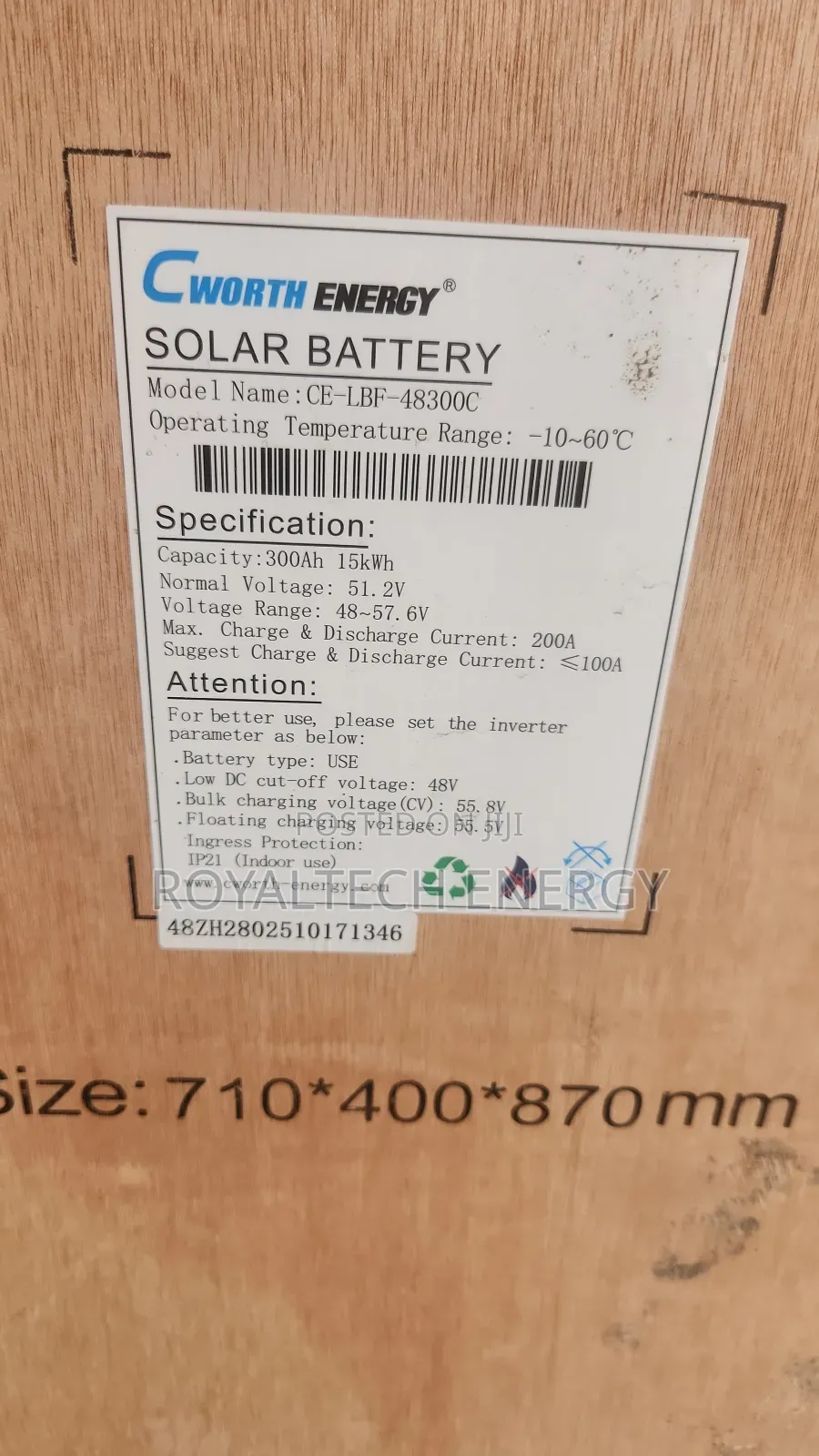 Cworth 15kwh 48v 300ah Lithium Phosphate Batteries