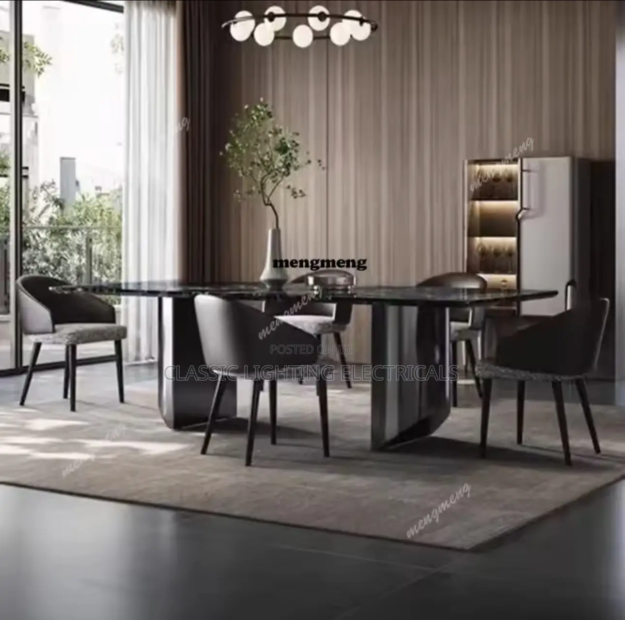 Italian Design High-end Villa Dining Table Method Black 6 Seater Dinin