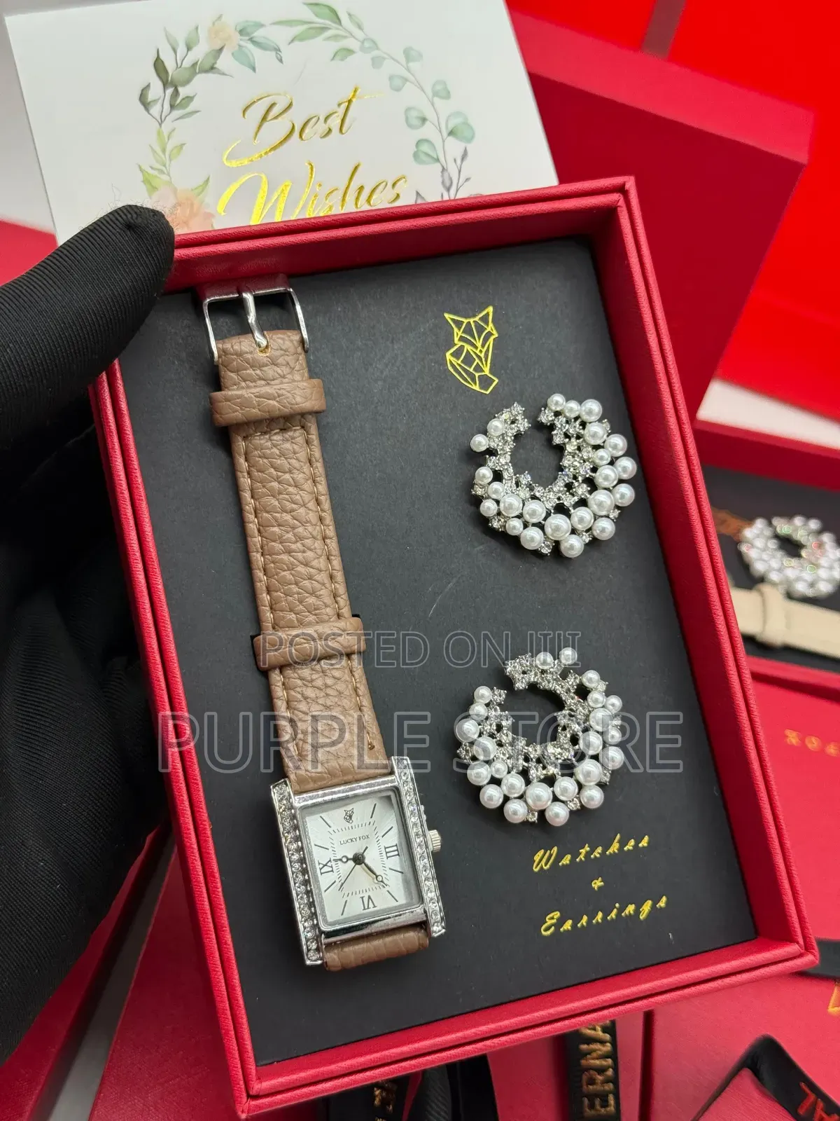 Lucky Fox Women Watch and Earings Gift Set