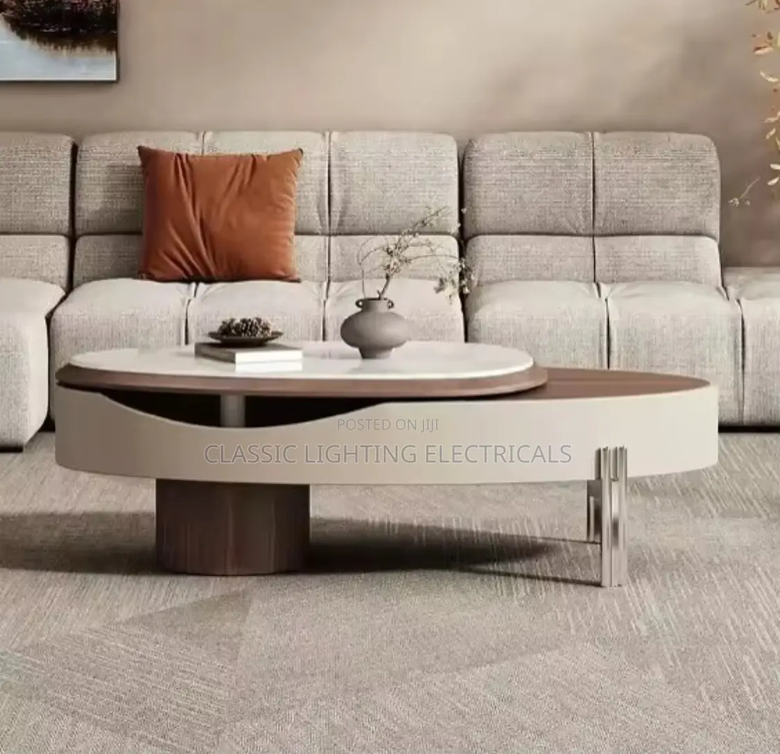 Italian Light Luxury Oval Liftable Microcrystalline Stone Coffee Table