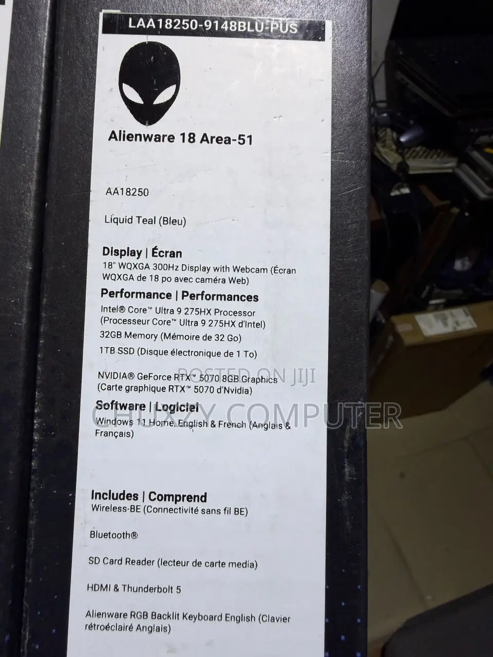 New Laptop Dell Alienware 18 Area-51 32GB Intel Core Ultra 9 SSD 1T
