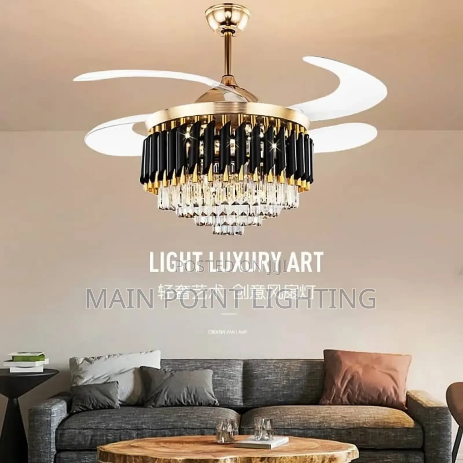Luxury Blend Crystal Chandelier Fan