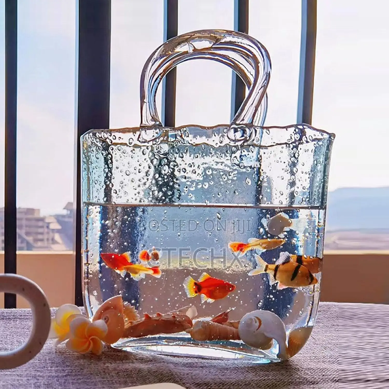 Transparent Glass Bag Vase,Unique Handbag Flower Vase Purse Fish Bowl