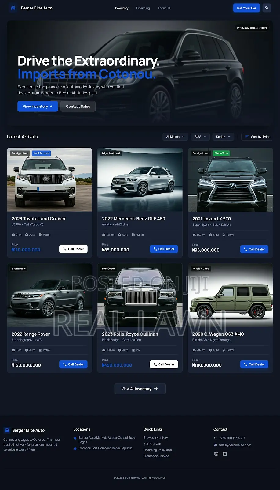 Professional Car Dealership Website for Auto Stands