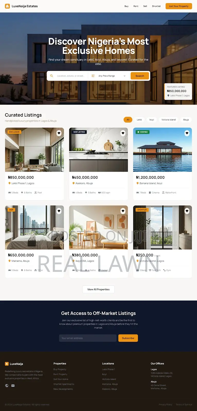 Luxury Real Estate Website Design – For Lekki, Ikoyi Abuja Agents
