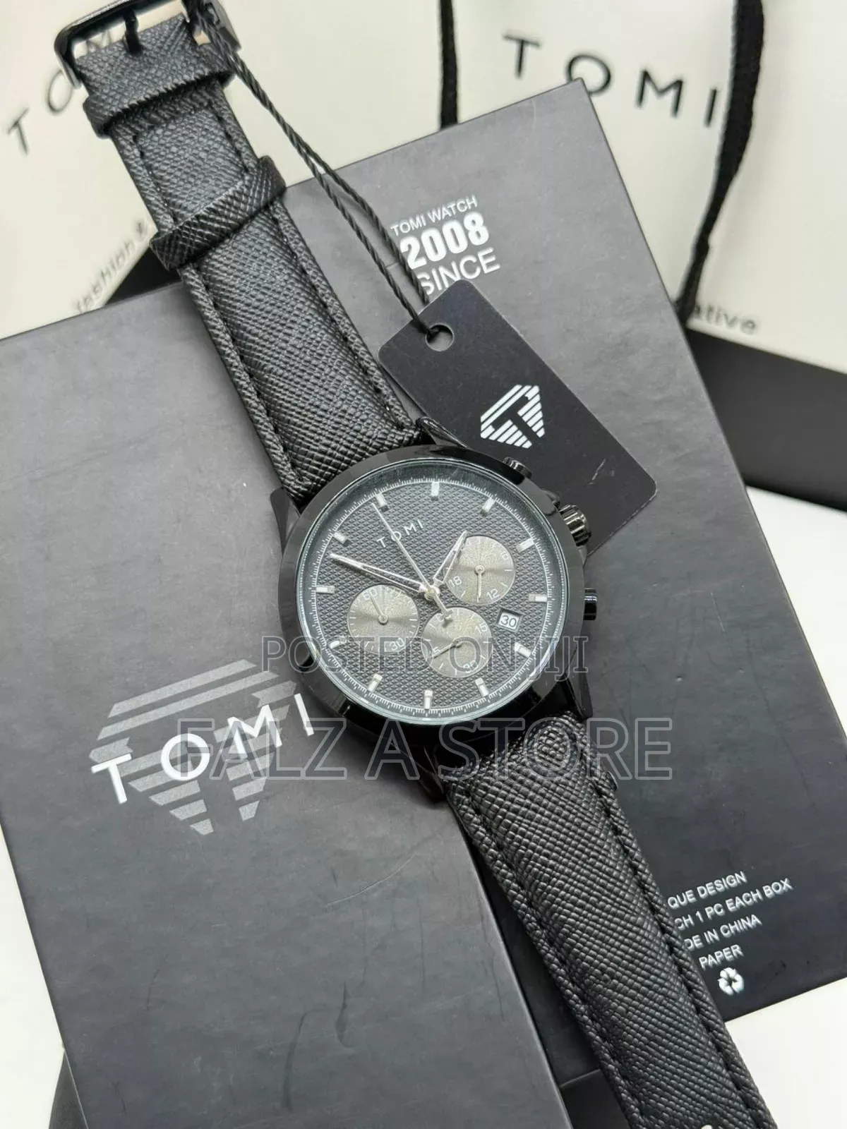 Tomi Leather Wristwatch (Quartz Movement)Chronography