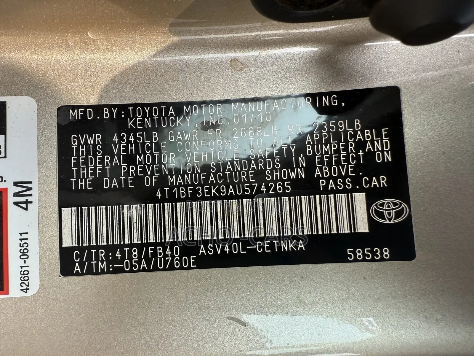 Toyota Camry 2010 Gold