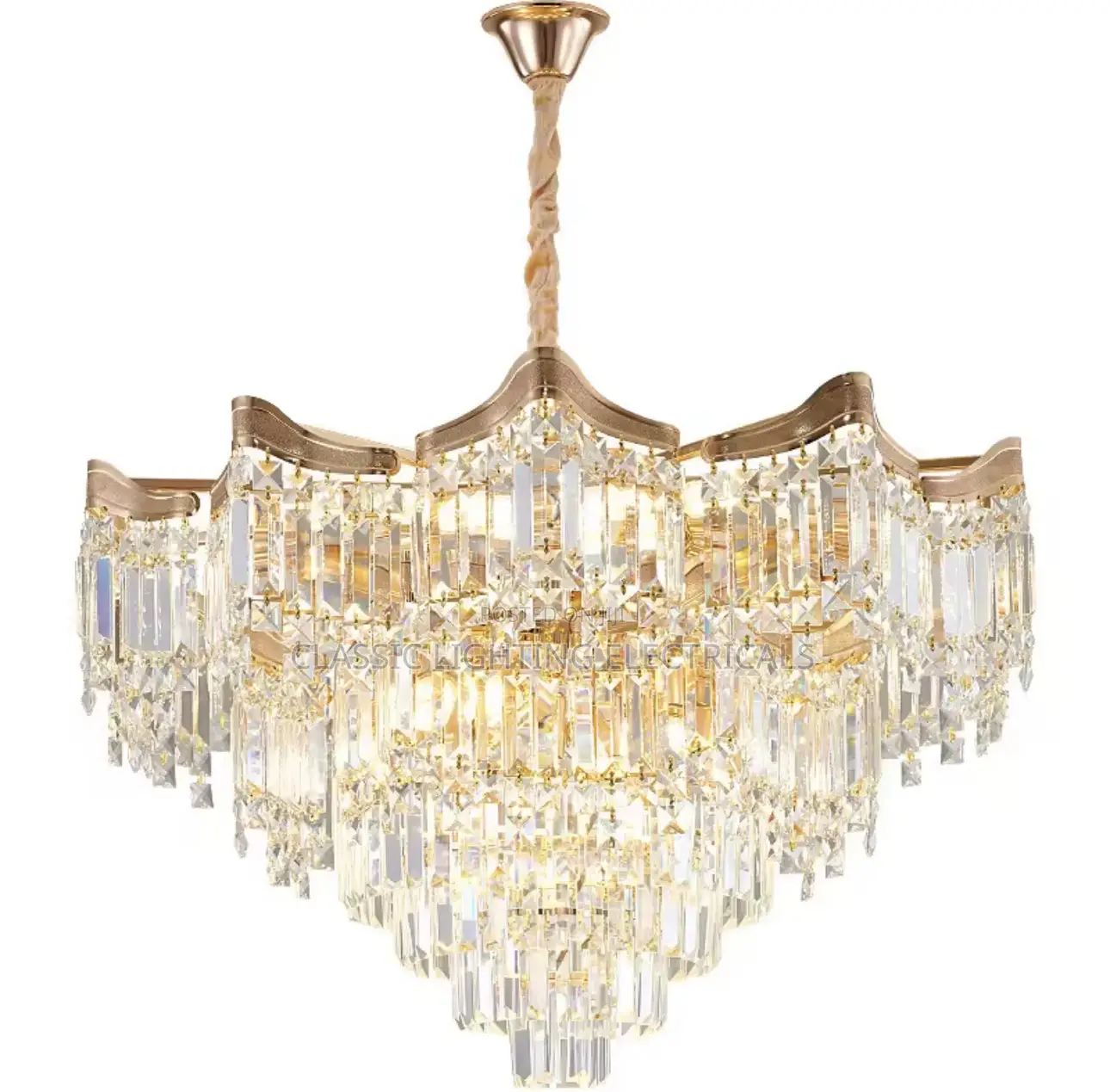 Luxury Crystal Ceiling Light For Hotel Lobby Ballroom Led Flush Mount