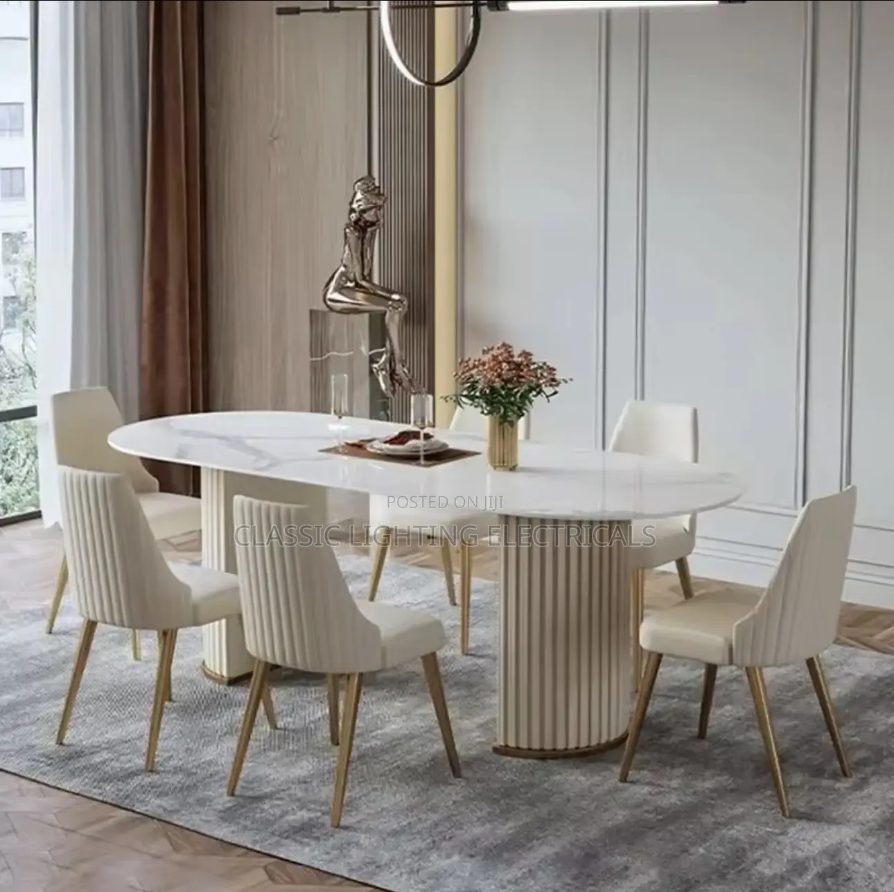 Modern Nordic Rock Plate Dining Set – Stylish Luxury Oval Center Table