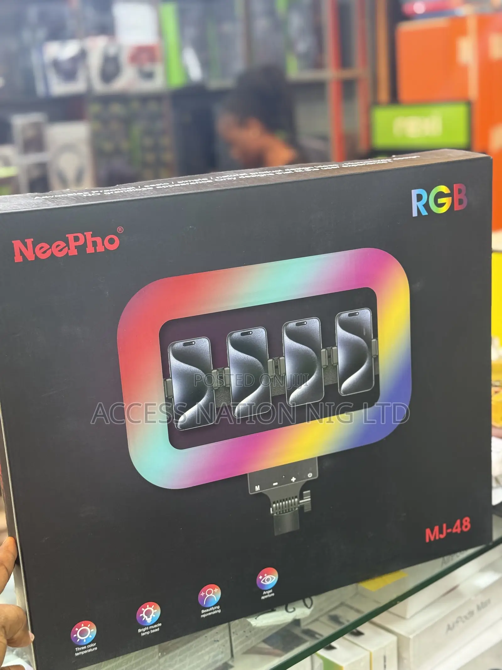 Neepho Mj-48 RGB Ringlight With Tripod Stand and 4phones Holder