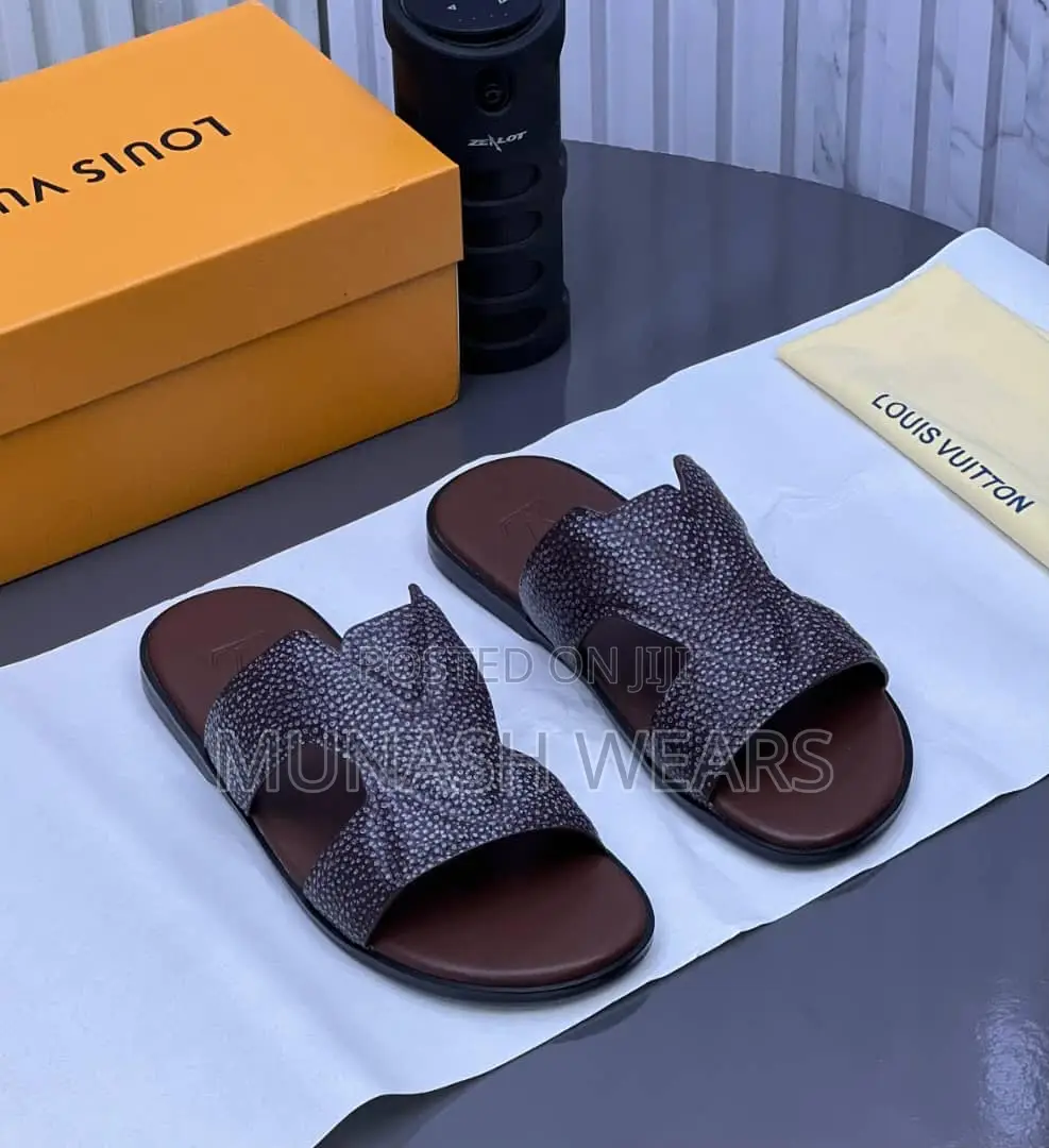 Louis Vuitton Leather Slipers 40-46 Brown And Black