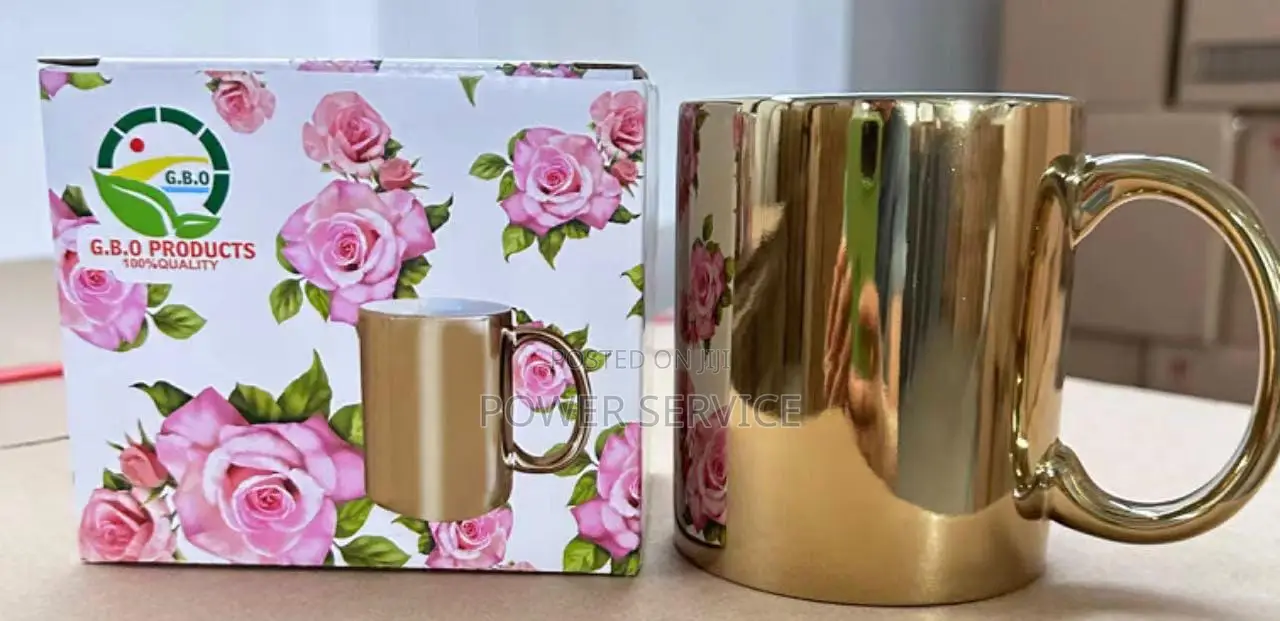Enjoy Life" Ceramic Mugs With a Gold Mirror Lid