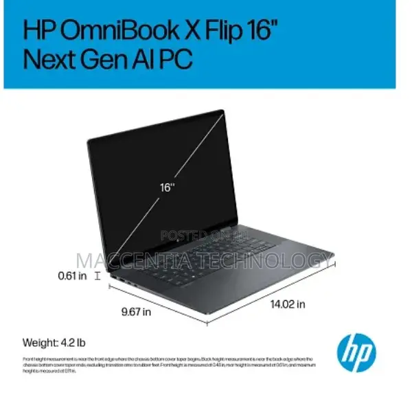 New Laptop HP OmniBook X Flip 16" 16GB Intel Core Ultra 7 SSD 1T