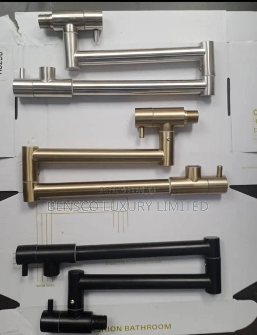A Wall Mounted Pot Filler Faucet in Various Finishes.