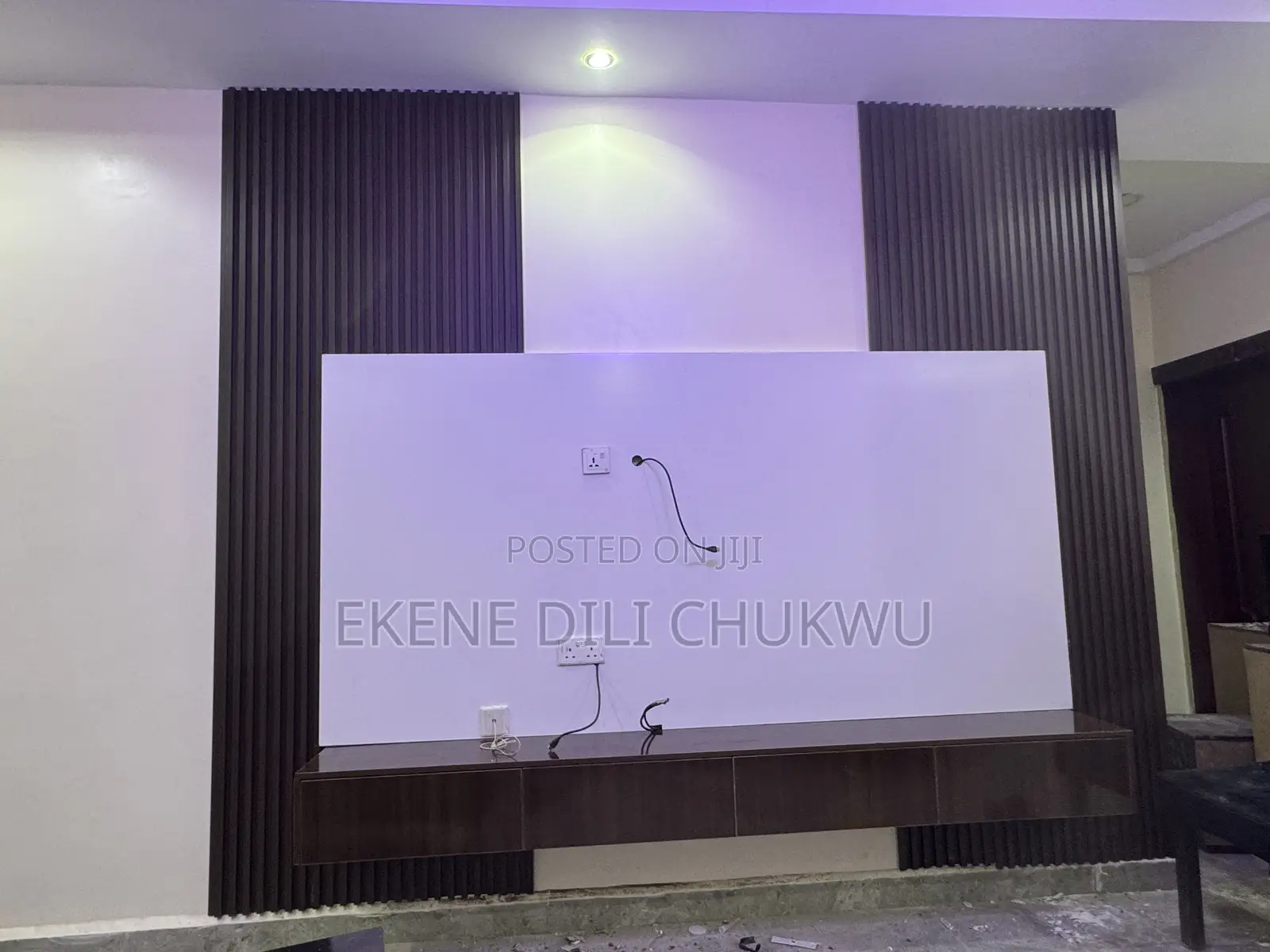 Luxury Tv Wall Panel With Wooden Fluted Design Floating Media Unit