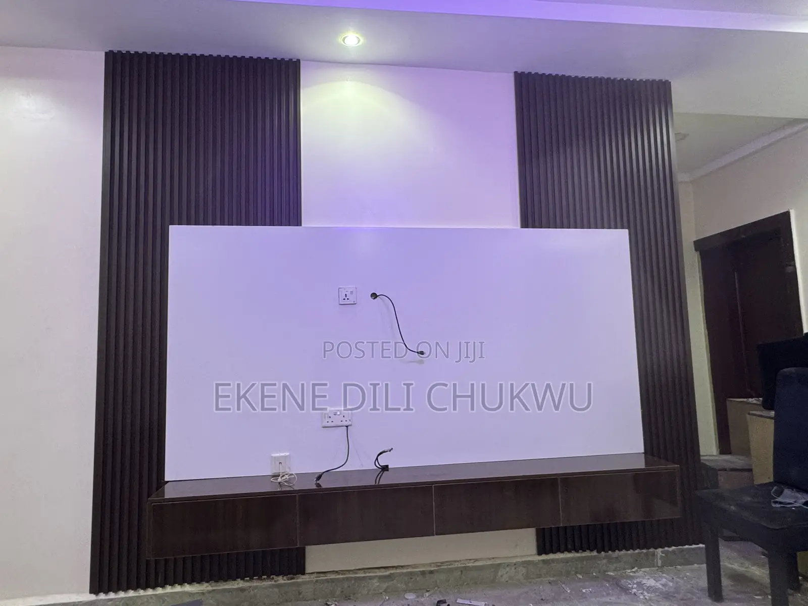 Luxury Tv Wall Panel With Wooden Fluted Design Floating Media Unit