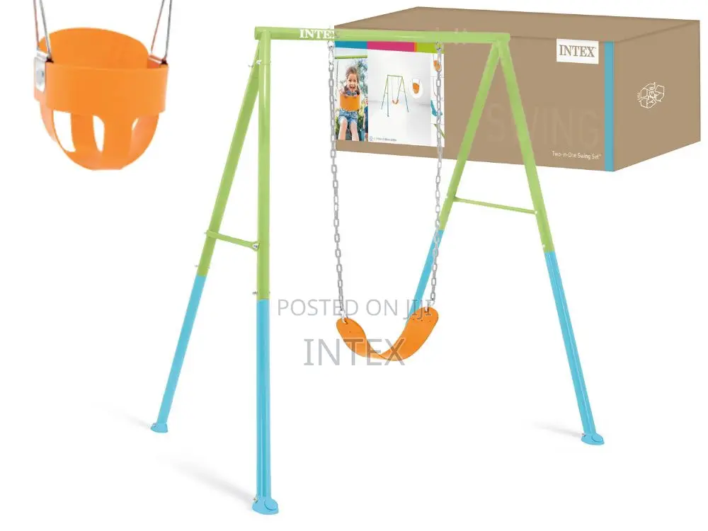 Children's Swing With Interchangeable Seat, Steel, Green and Blue,
