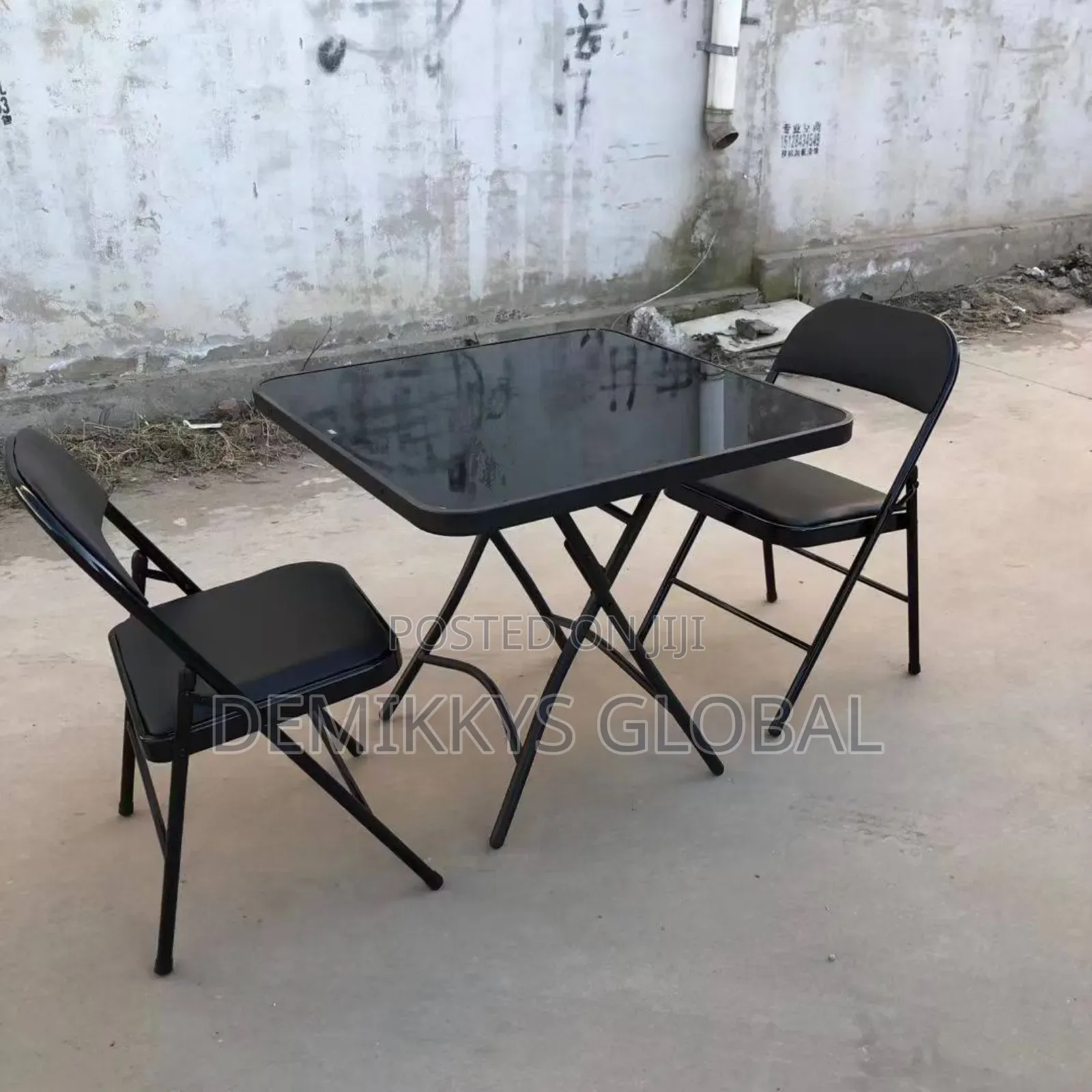 Tempered Glass Table Cushioned Leather Chair 2 Set