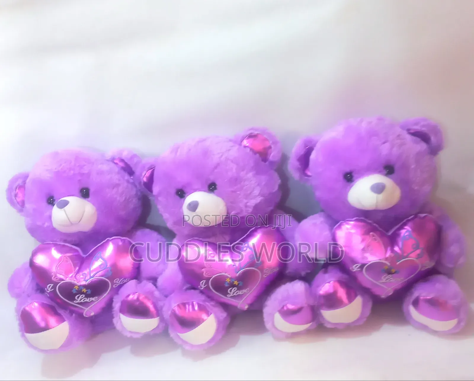 Fluffy Purple Teddy Bear With Heart