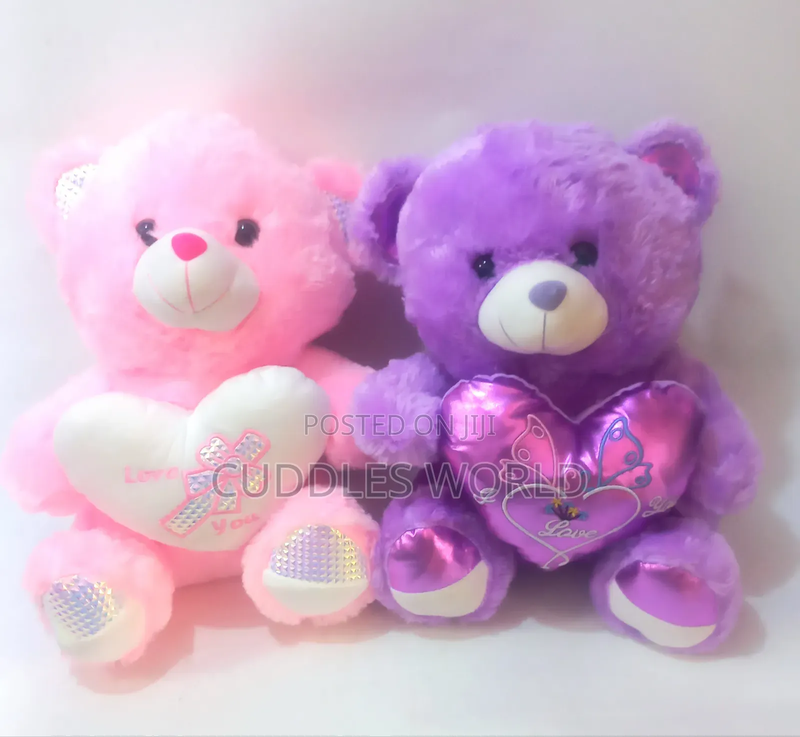 Fluffy Purple Teddy Bear With Heart