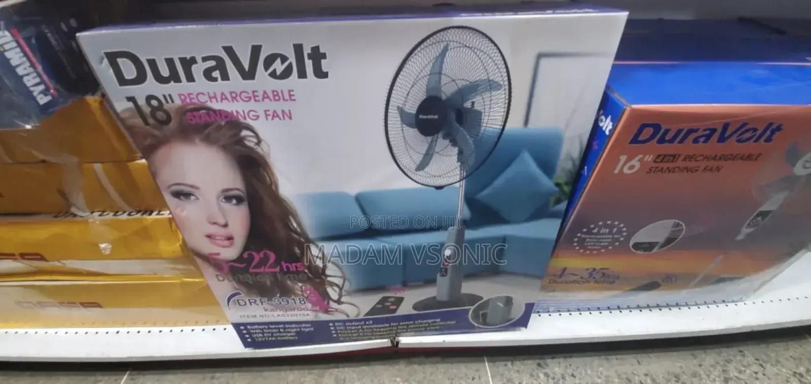 Duravolt 18" Rechargeable Standing Fan DRF-3918
