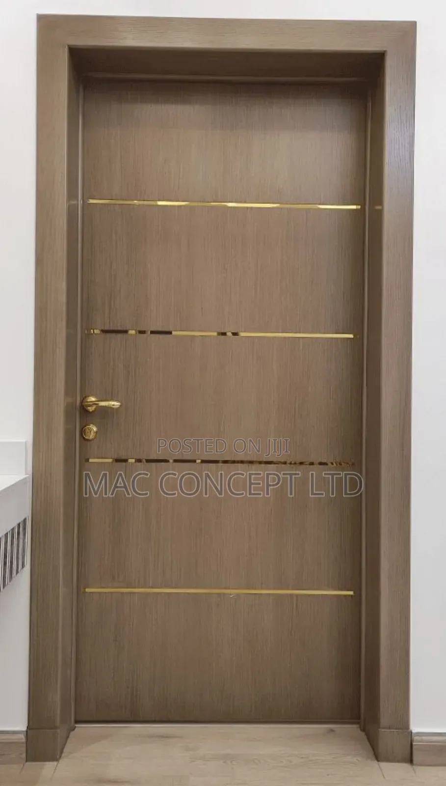 Wooden Door With Silver Lines