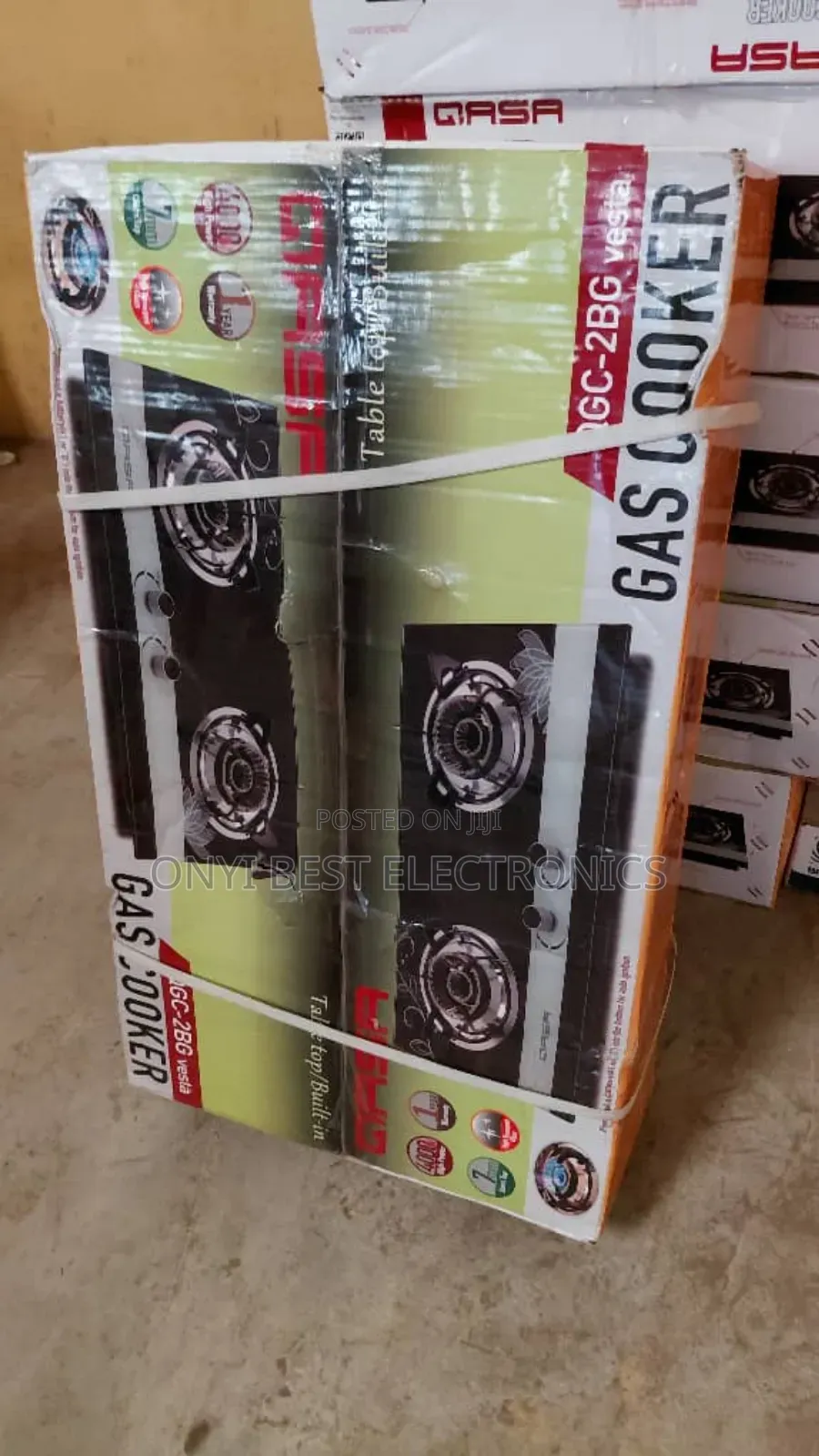 Qasa in-Build 2 Burner Glass Gas Cooker | QGC-2bg Vesta