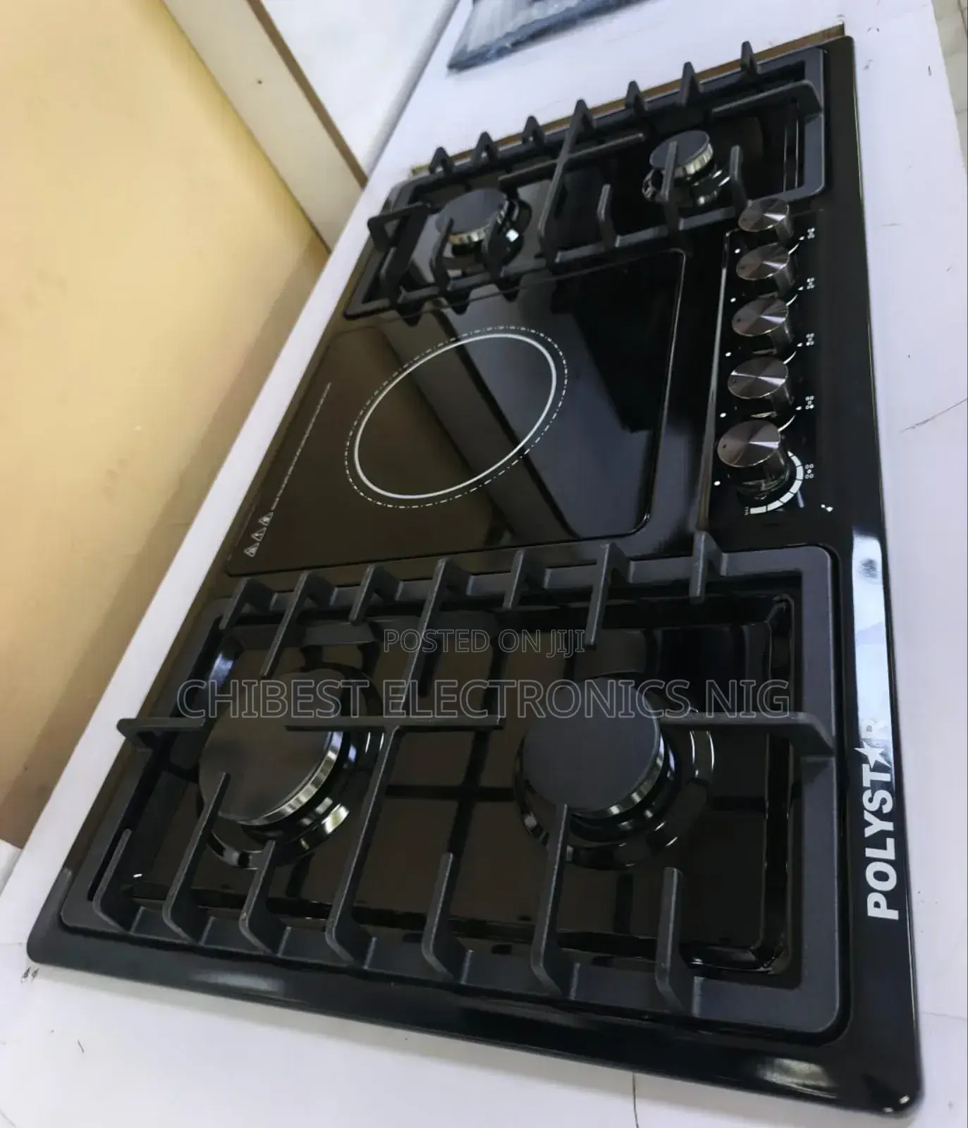 Original Polystar Built-in 4+1 Black Stainless Gas Electric Cooker