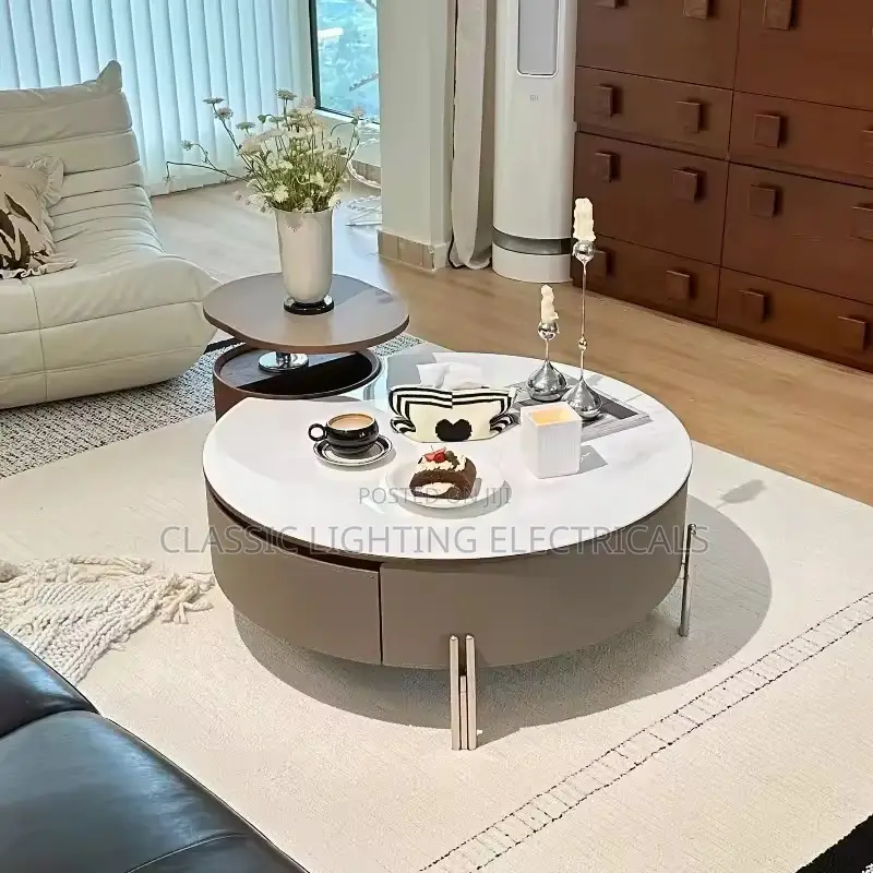 New Italian Minimalist Coffee Table Lifting Circle Nordic Coffee Table
