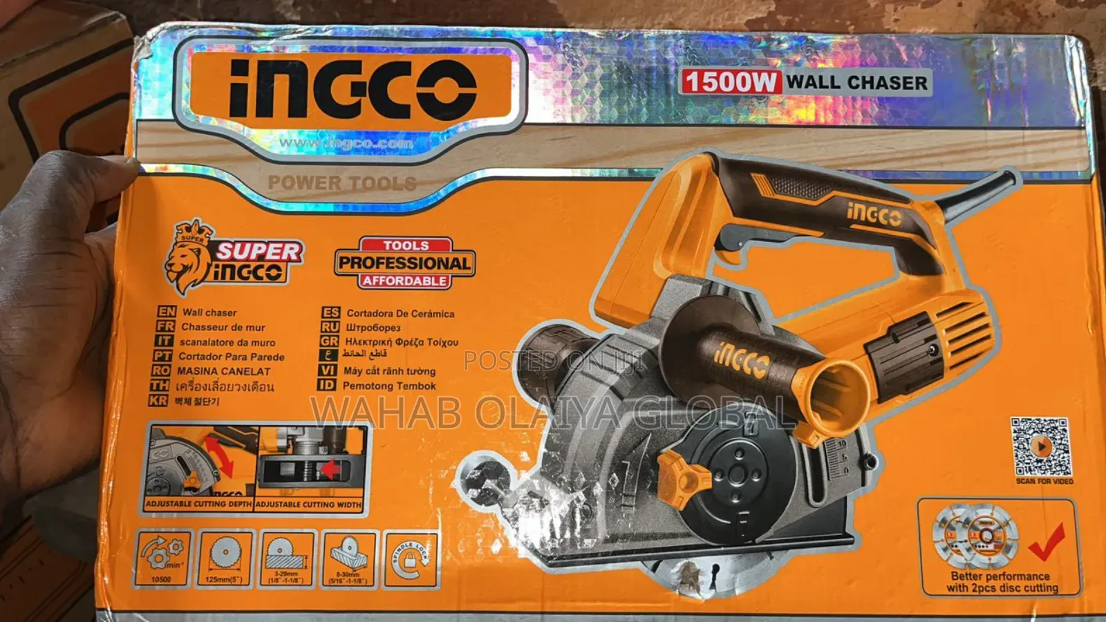 Ingco 1500w Wall Chaser 125mm – Adjustable Cutting Tool