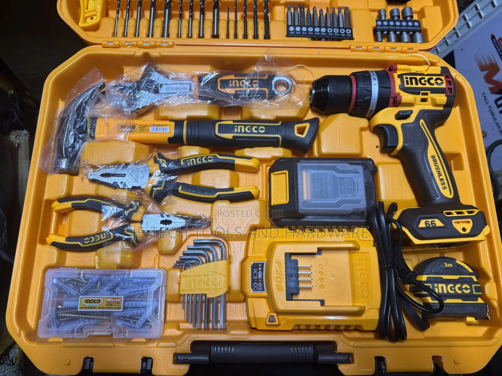 Ingco 165-piece Tool Set With A 20v Lithium-ion Cordless Impact Drill