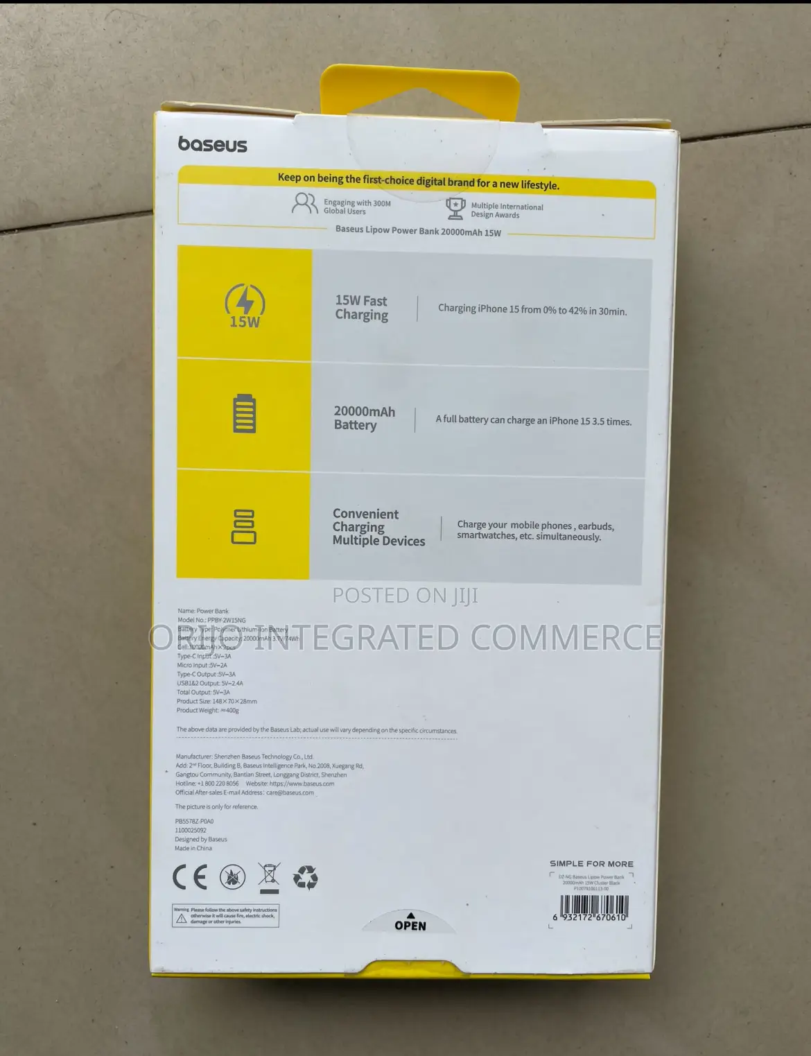 Baseus Lipow Power Bank 20000mah 15w