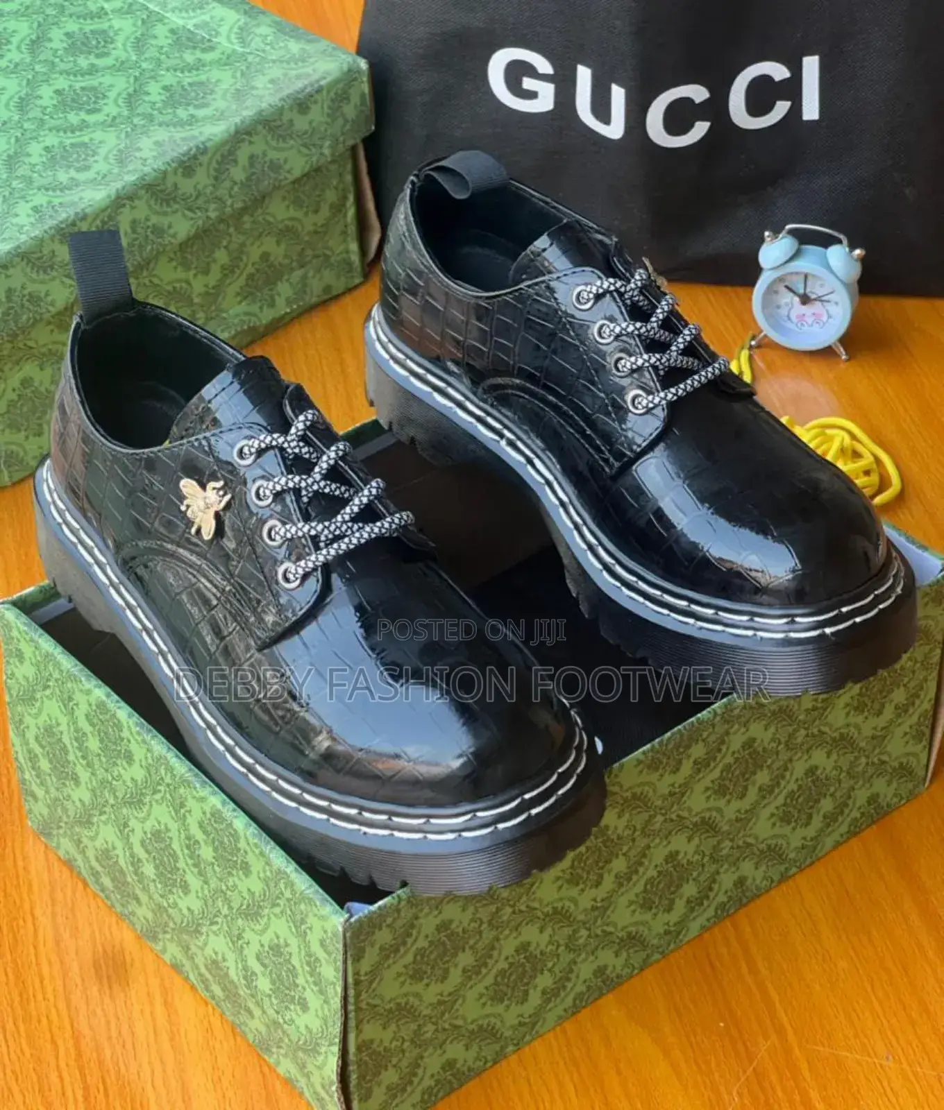 Gucci Luxury Croc-Embossed Patent Men's Shoes