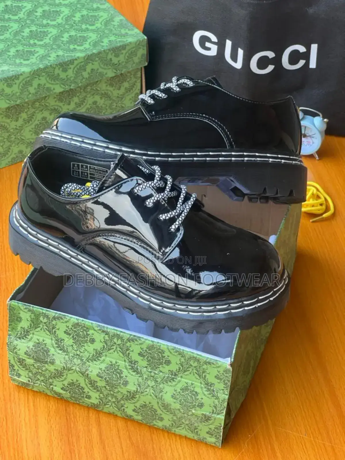 Gucci Luxury Croc-Embossed Patent Men's Shoes