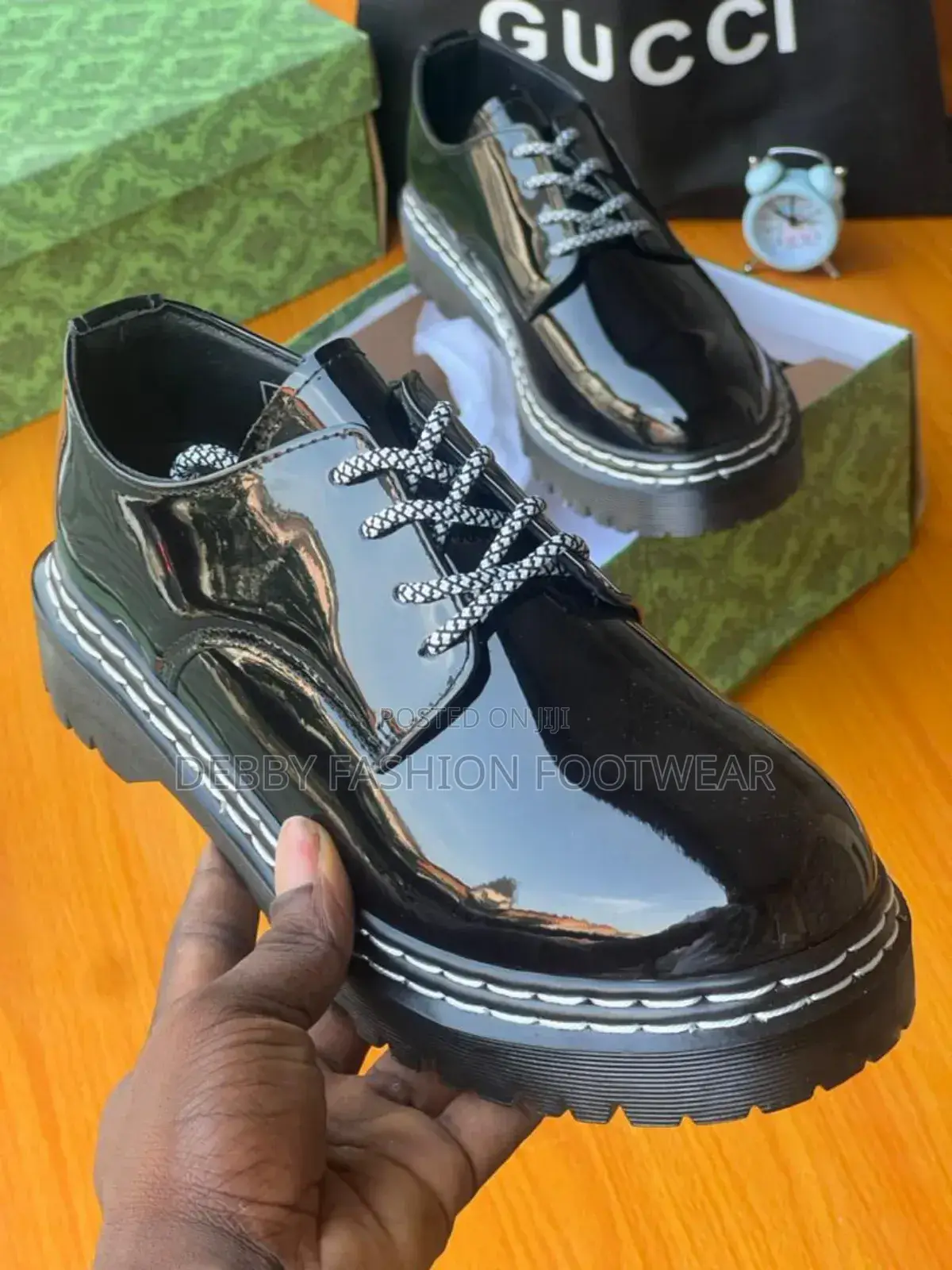 Gucci Luxury Croc-Embossed Patent Men's Shoes