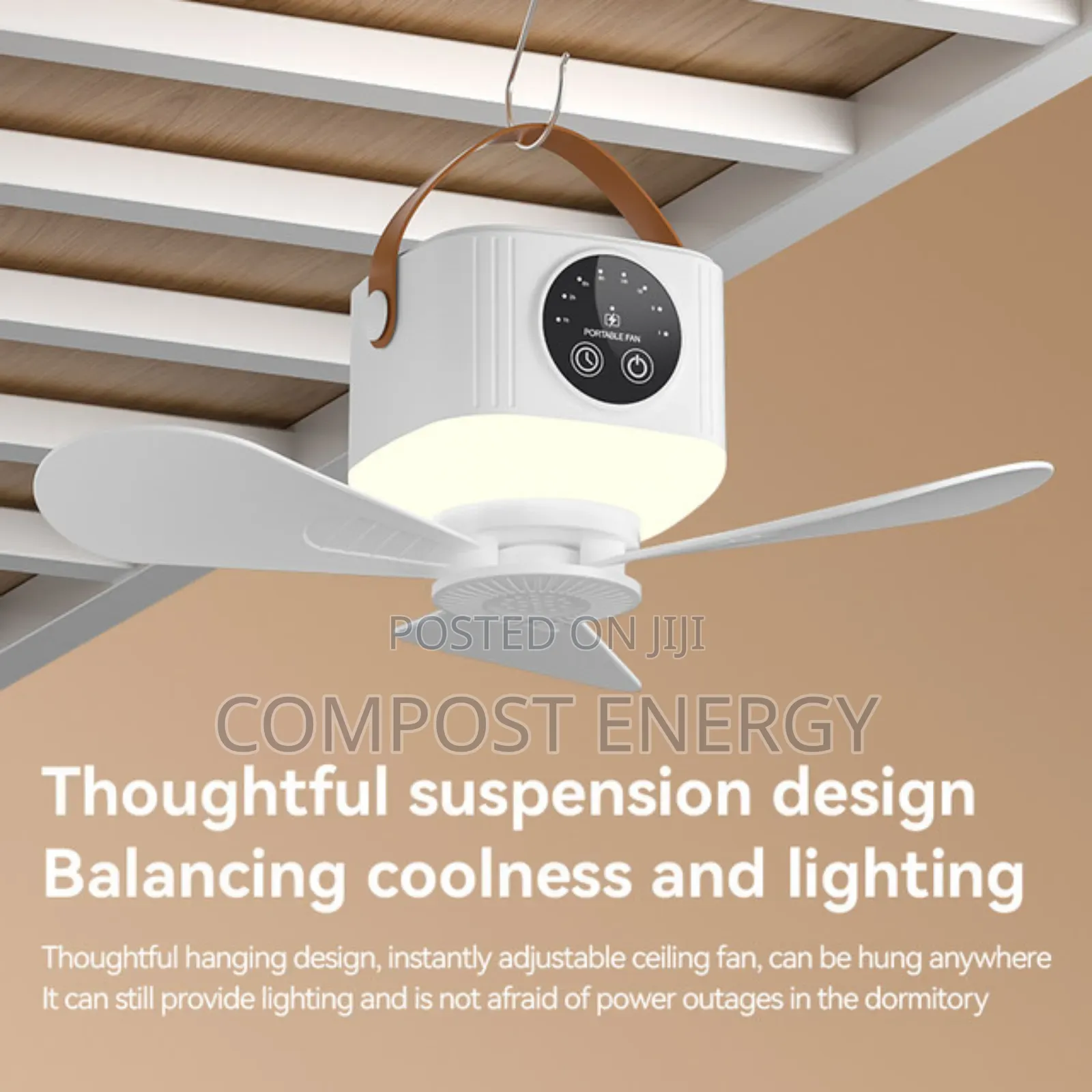 Rechargeable Mini Ceiling/Wall Fan With Body Light