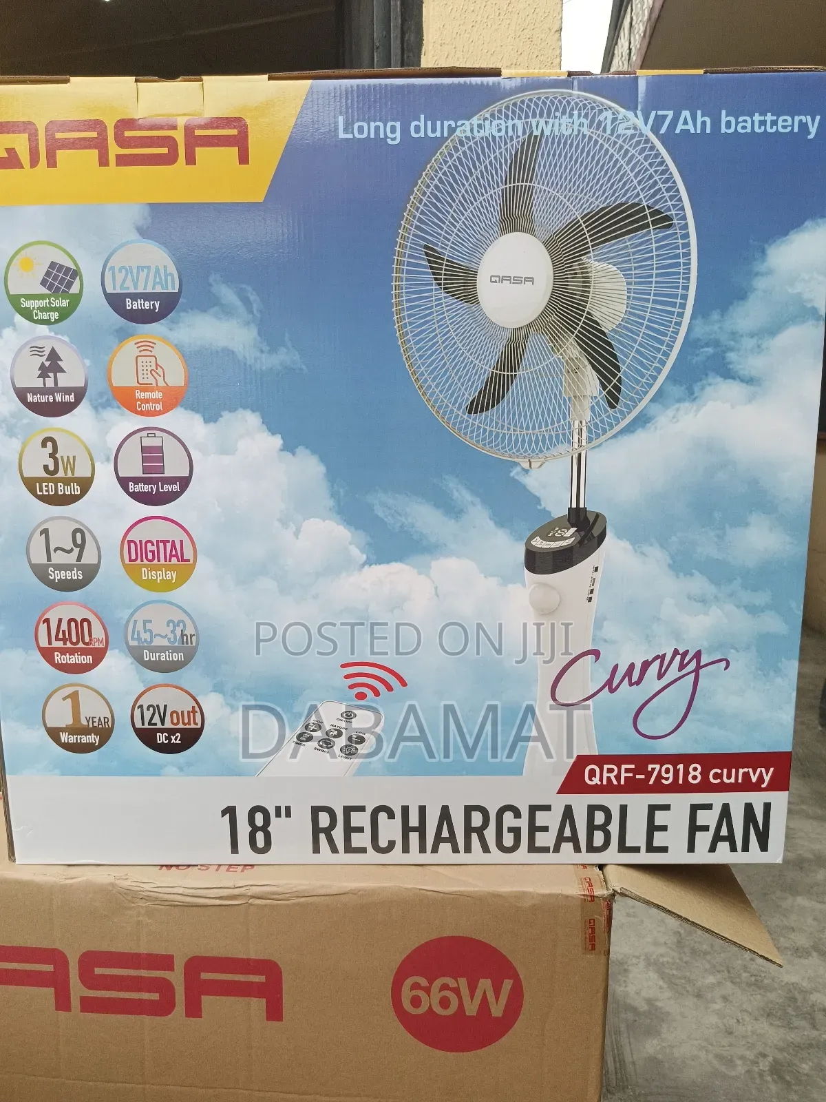 Qasa 18 Inches Rechargeable Fan
