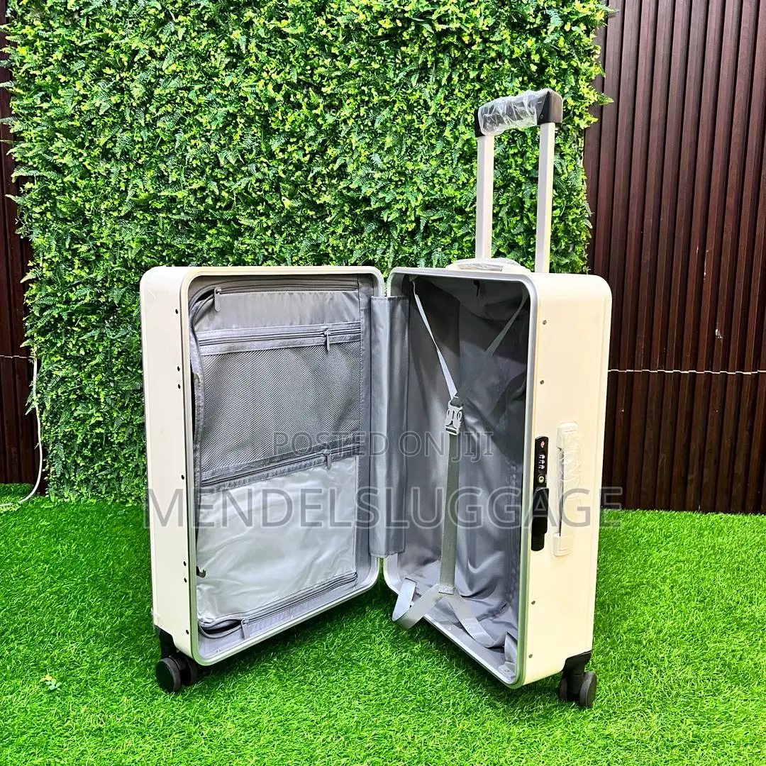 White Pc Aluminum Luggage Set