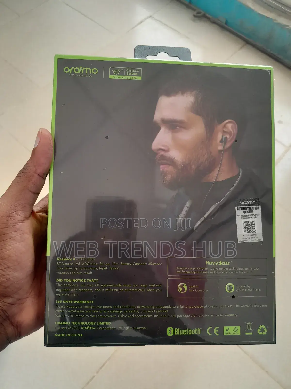 Oraimo Necklace 4 E50d Anc Wireless Earphone- 50h Playtime Havy Bass
