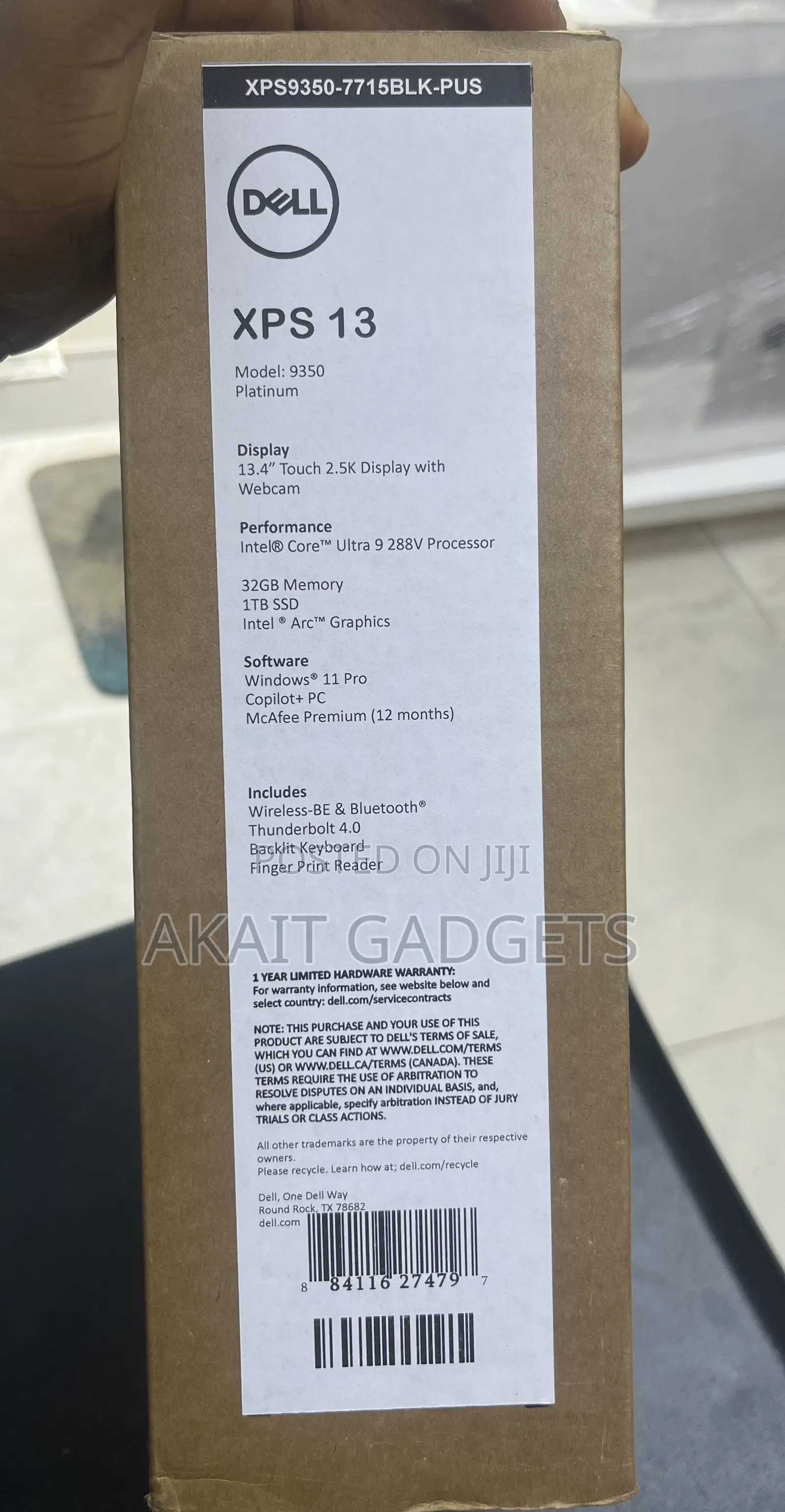 New Laptop Dell XPS 13 (9350) 32GB Intel Core Ultra 9 SSD 1T