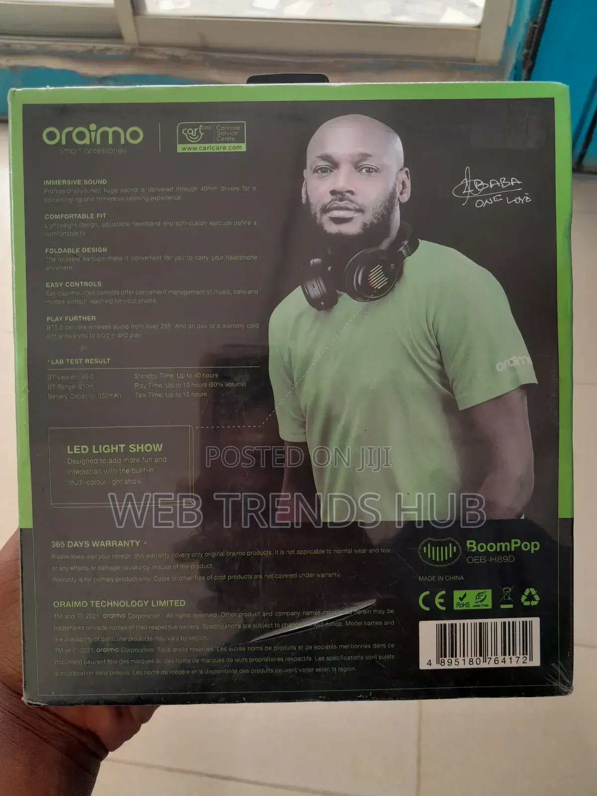 Oraimo Boompop Oeb-H89d Wireless Headset - Havybass Led Light Show