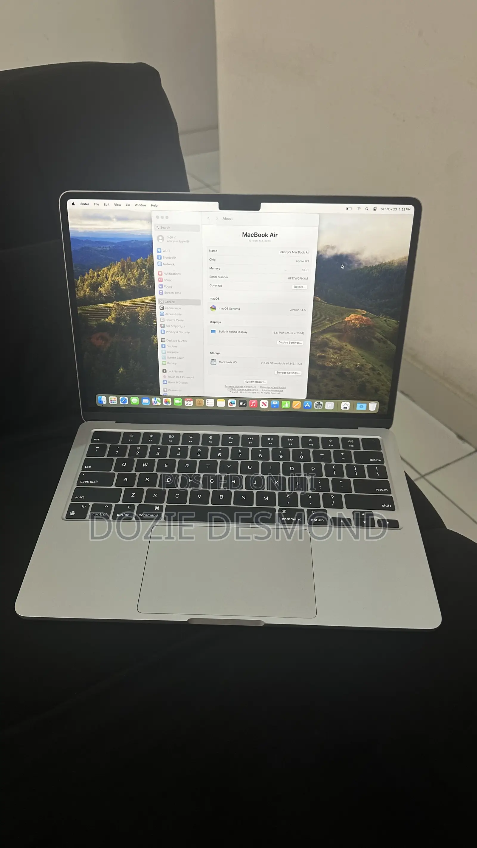 Laptop Apple MacBook Air 2024 M3 13-inch 8GB Apple M3 SSD 256GB