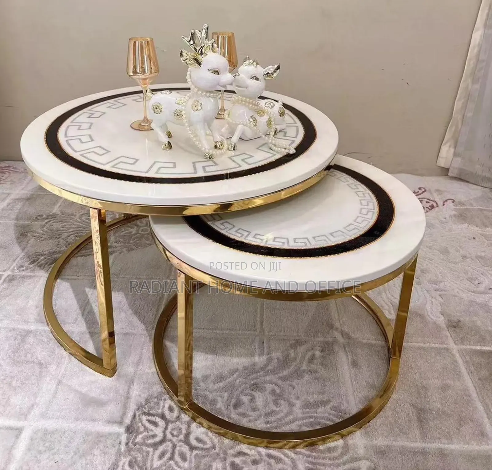 1+1 Marble Top Center Tables With Gold Frames