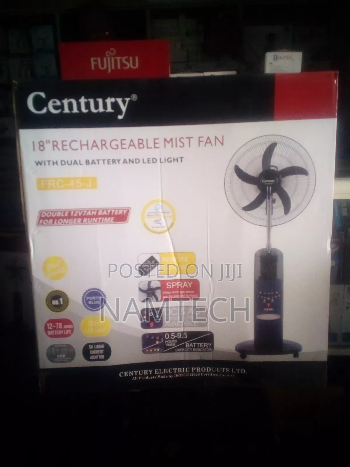 Century 18 Inches Double Battery Rechargeable Mist Standing Fan