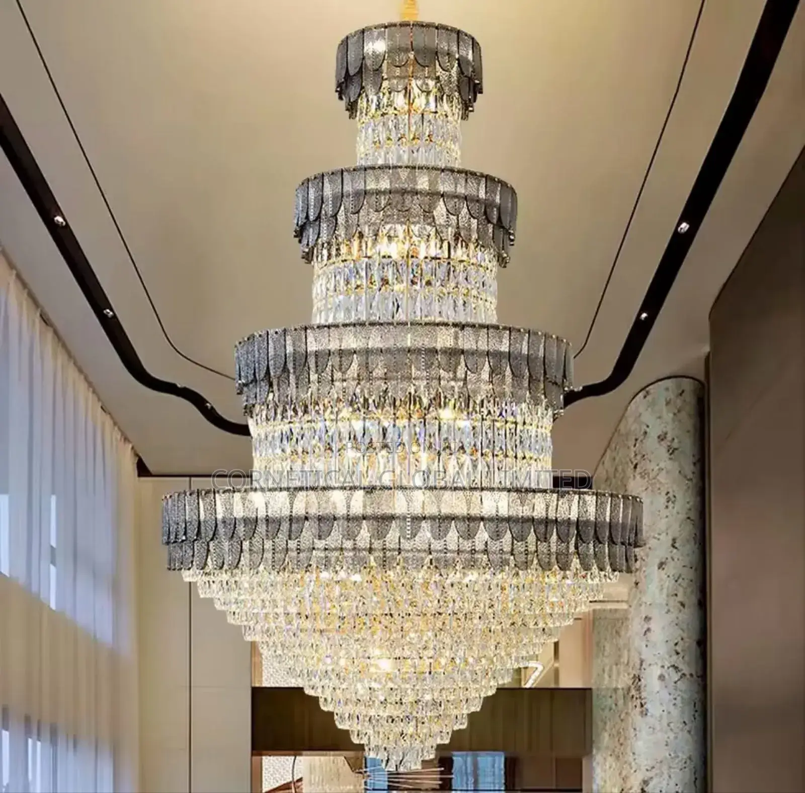 Modern Luxury Classic Palace Mult Tier Grand Crystal Empire Chandelier