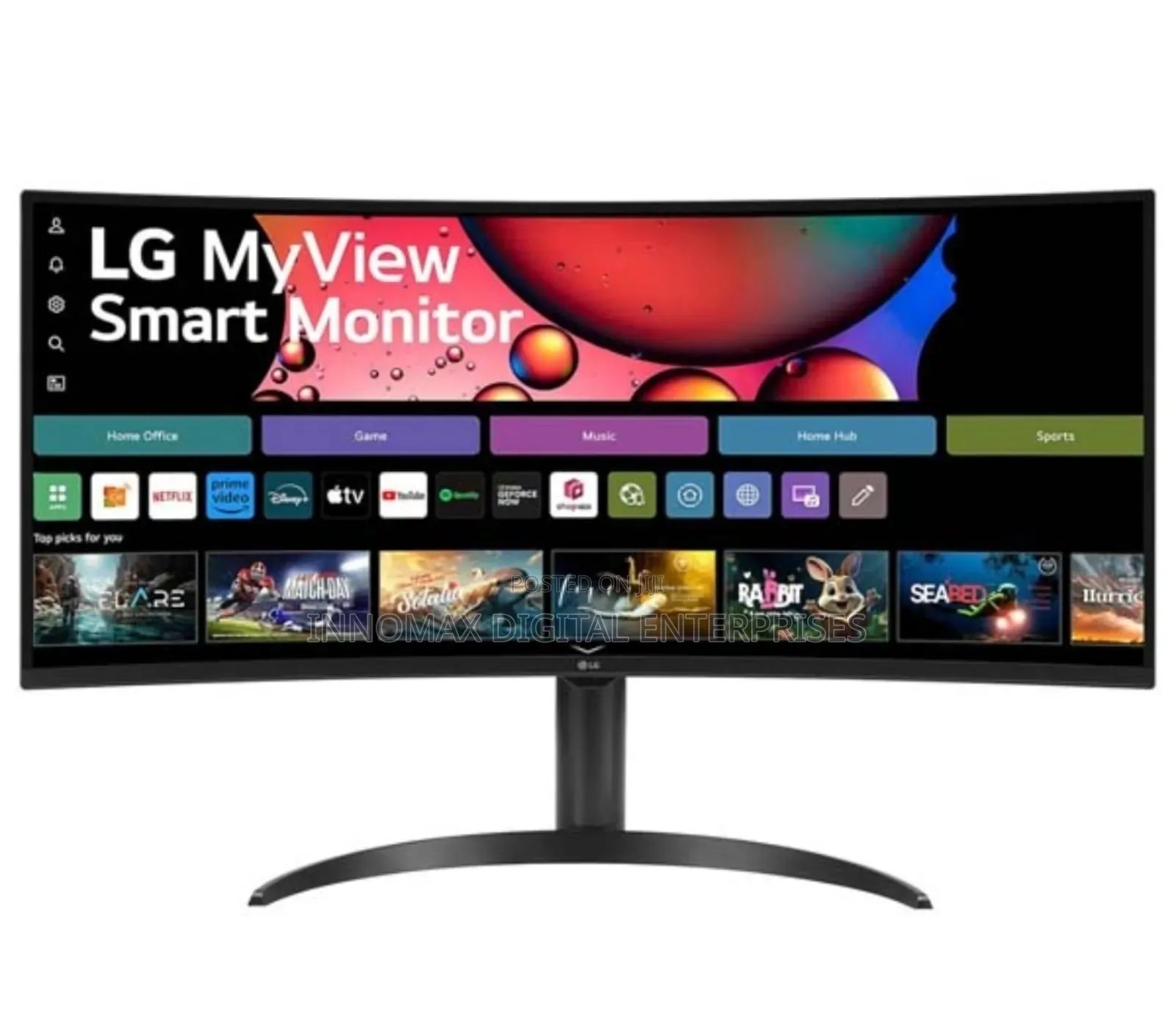 Lg 34" Curved Smart WQHD Monitor (3440x1440) 100hz,Myview Streaming