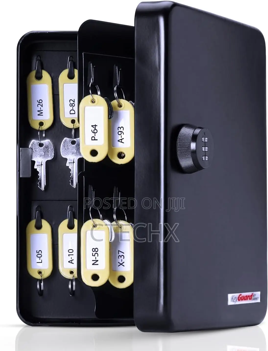 Secure Key Box With Combination Lock. Key Cabinet, 20 Hook, Black