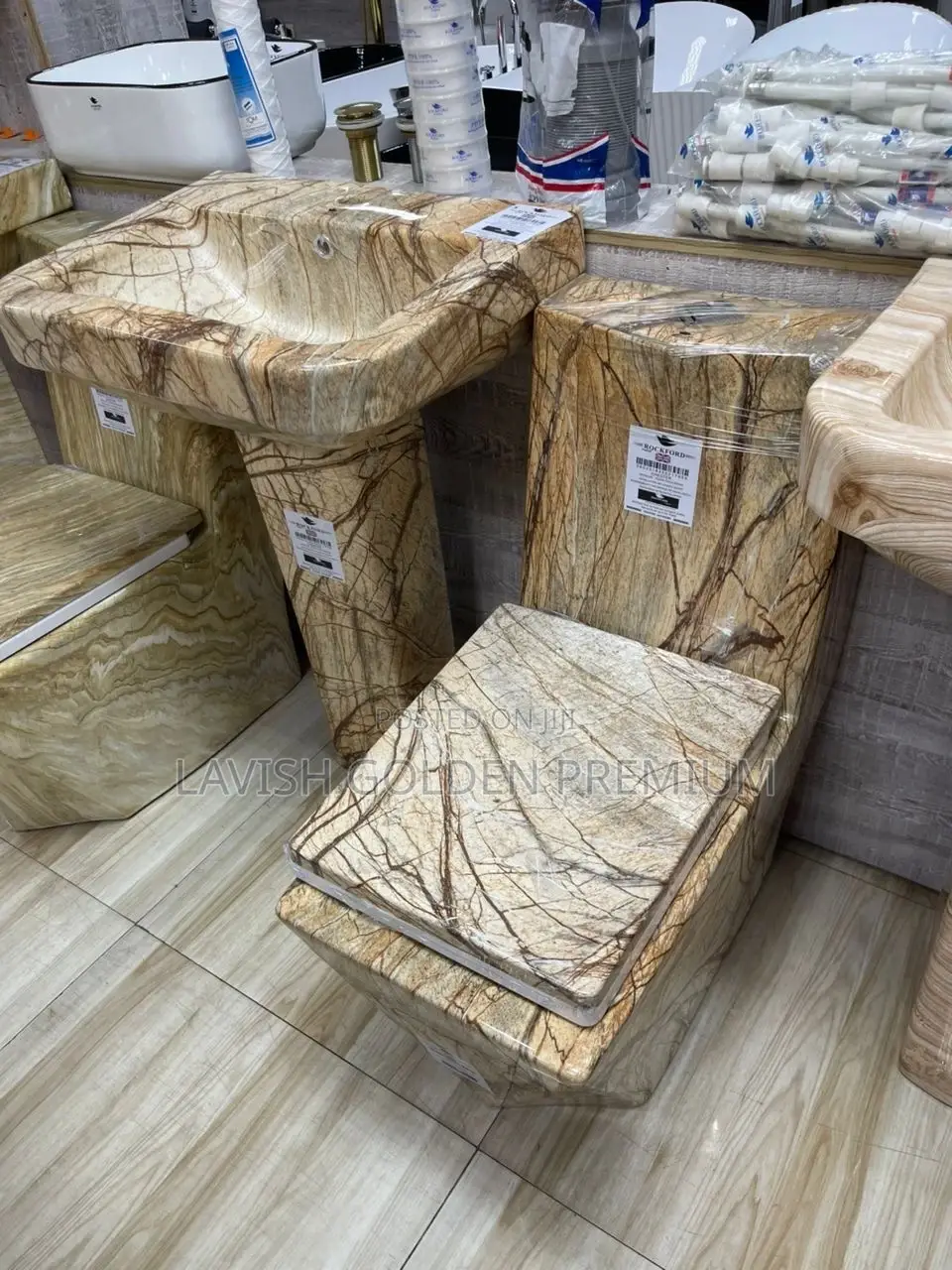 Luxury Marble-Finish Water Closet and Washbasin Set