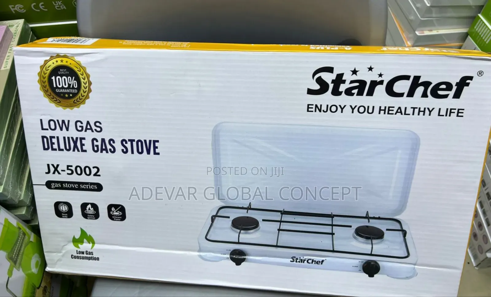2 Burner Starchef Table Gas Cooker - Low Gas Deluxe Stove