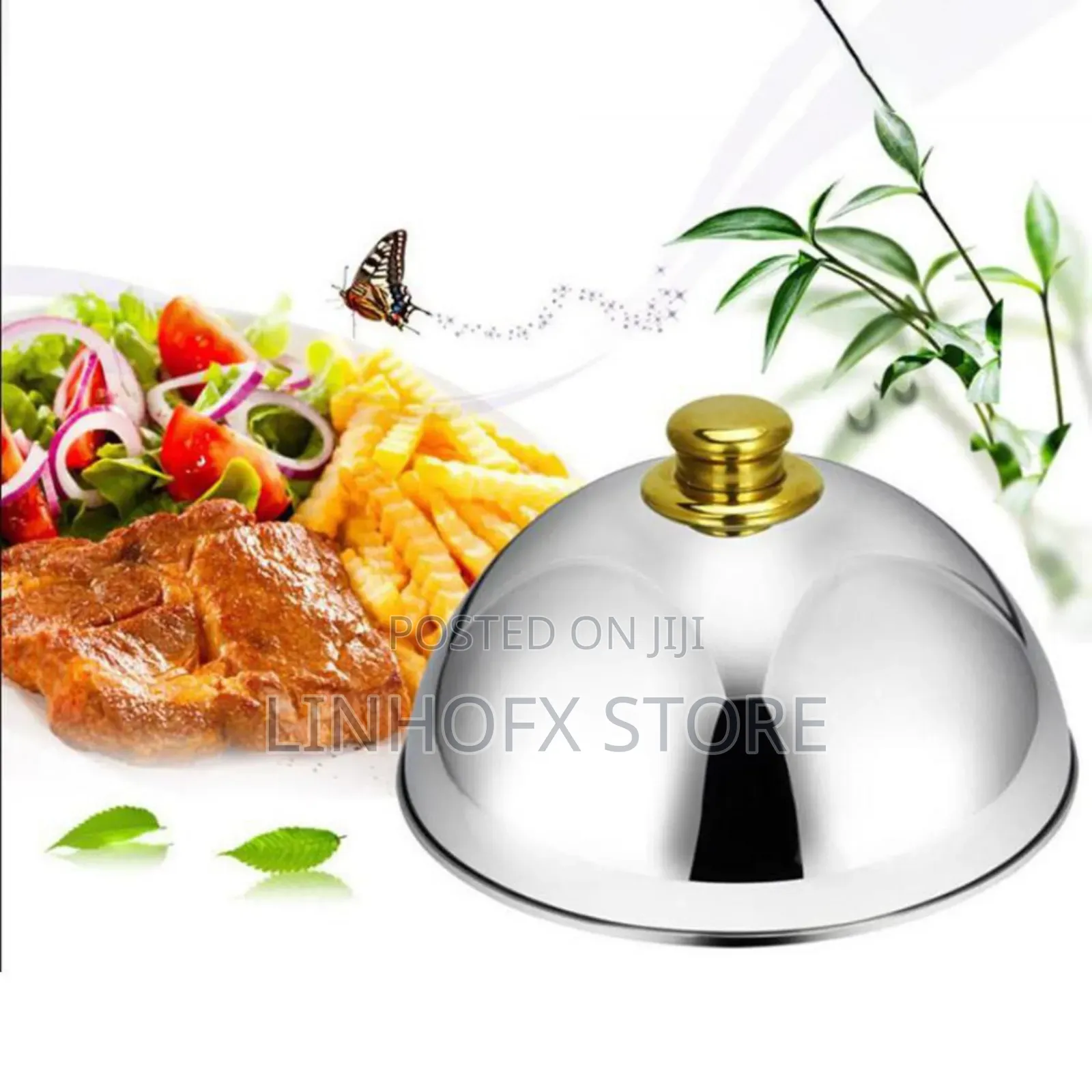 Stainless Steel Quality  Food Cover With Gold Knob